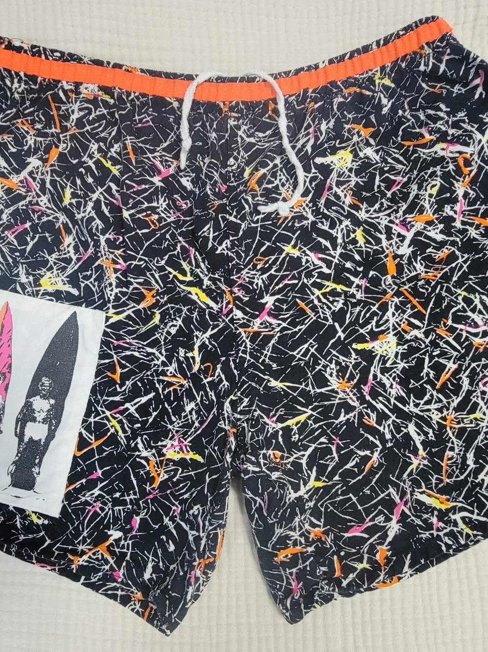Rare Vintage Surf - McGregor Swim Shorts Crazy Retro AOP - 3 Surfers Leg Hit - M